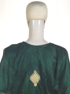 Bottle Green Velvet Phiran with Tilla Embroidery