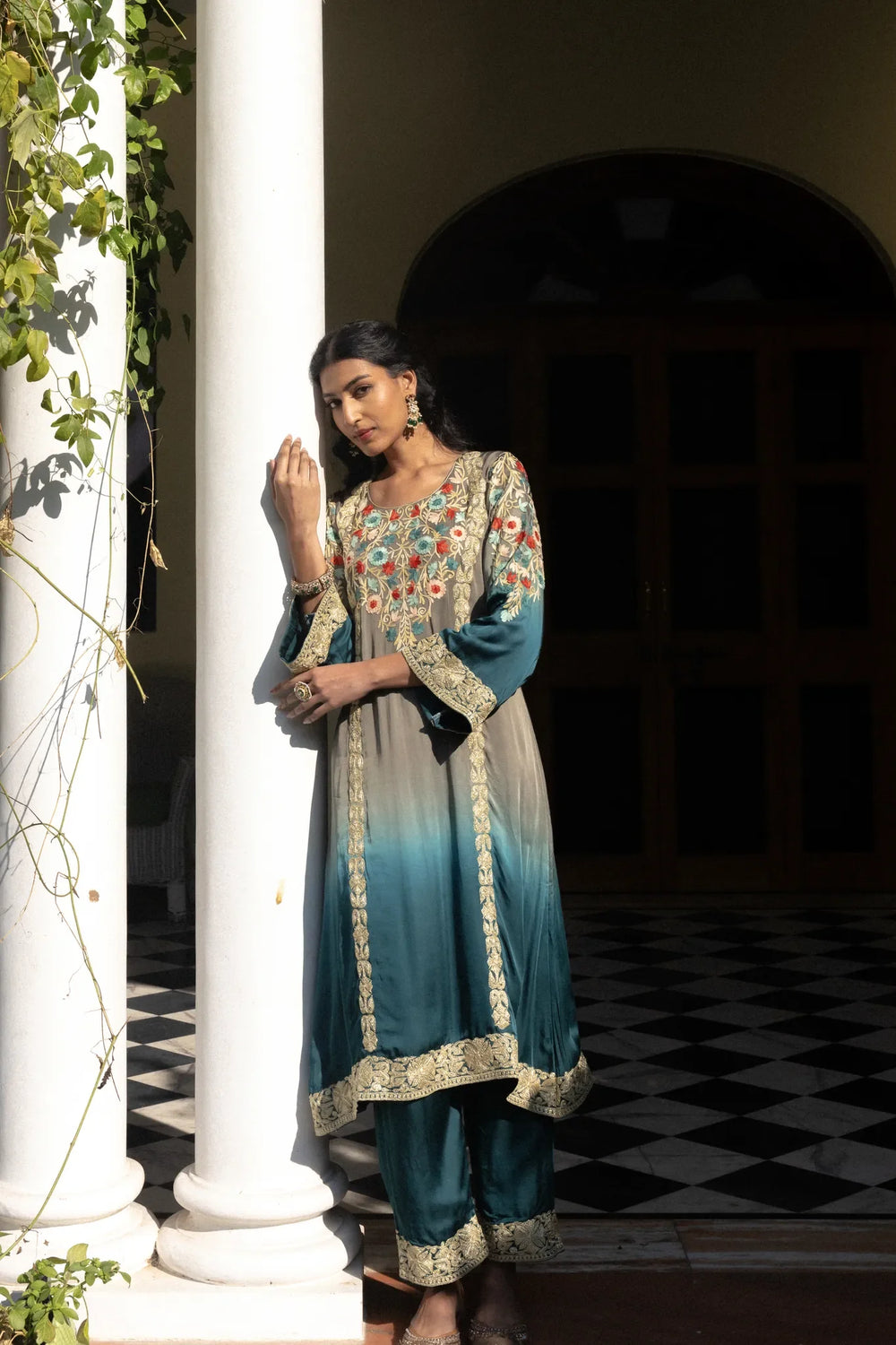 #OmbreGrey&TealBlue