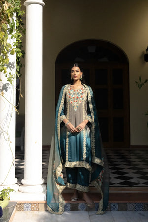 #OmbreGrey&TealBlue