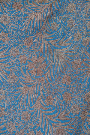 Floral patterned fabric with blue and bronze colors
#AquaBlue