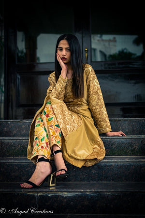 Beige Women Trouser with All Over Floral Embroidery image 2