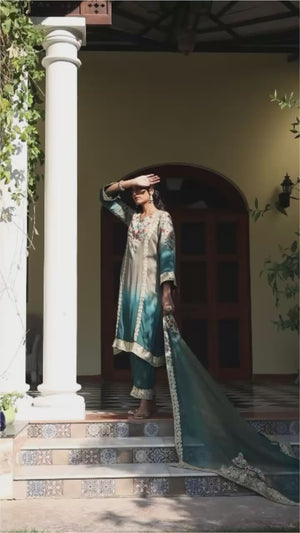 #OmbreGrey&TealBlue