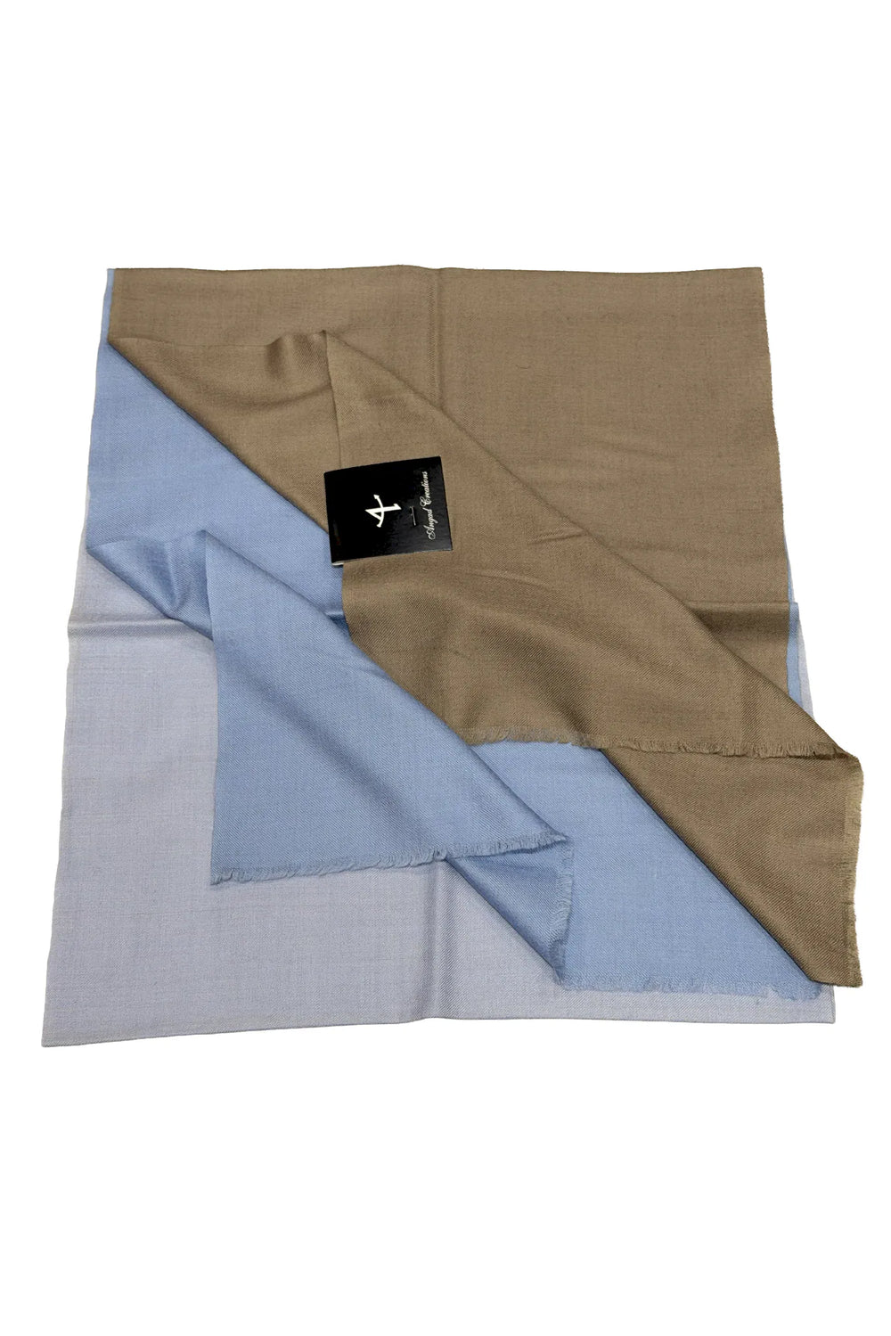 Pure Pashmina Ombre Muffler: Sky Blue & Taupe